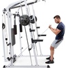 image:imageMarcy Smith Cage Workout Machine Full Body StrengthTraining Home Gym Equipment System with Leg Developer Press Bar PEC Deck and Squat RackBlackWhite