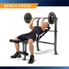 image:imageMarcy Standard Weight Bench with 80lbs to 100 lbs VinylCoated Weight Set for Strength Training Weight Lifting for Personal Home GymBlack  100 lbs