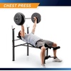 image:imageMarcy Standard Weight Bench with 80lbs to 100 lbs VinylCoated Weight Set for Strength Training Weight Lifting for Personal Home GymBlack  80 lbs