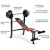 image:imageMarcy Standard Weight Bench with 80lbs to 100 lbs VinylCoated Weight Set for Strength Training Weight Lifting for Personal Home GymBlackRed  100 lbs