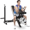 image:imageMarcy Olympic Workout Bench for Home Gym Strength Training Equipment with Preacher Curl Pad and Weight Rack Storage WhiteBlackTwopiece