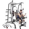 image:imageMarcy Smith Cage Workout Machine Full Body StrengthTraining Home Gym Equipment System with Leg Developer Press Bar PEC Deck and Squat RackBrownSilver