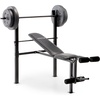 image:imageMarcy Standard Weight Bench with 80lbs to 100 lbs VinylCoated Weight Set for Strength Training Weight Lifting for Personal Home GymBlack  80 lbs