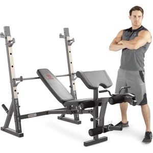 image:imageMarcy Olympic Workout Bench for Home Gym Strength Training Equipment with Preacher Curl Pad and Weight Rack Storage WhiteBlackStandard