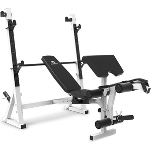 image:imageMarcy Olympic Workout Bench for Home Gym Strength Training Equipment with Preacher Curl Pad and Weight Rack Storage WhiteBlackStandard BW