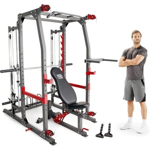 image:imageMarcy Smith Machine Home Gym System SM4903 AllinOne Strength Training Cage with Weight Bench Pulley Squat Rack amp Workout StationGrey