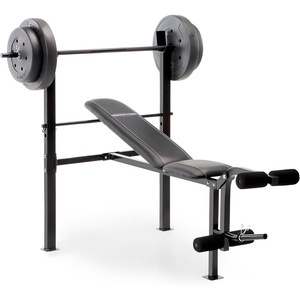 image:imageMarcy Standard Weight Bench with 80lbs to 100 lbs VinylCoated Weight Set for Strength Training Weight Lifting for Personal Home GymBlack  80 lbs
